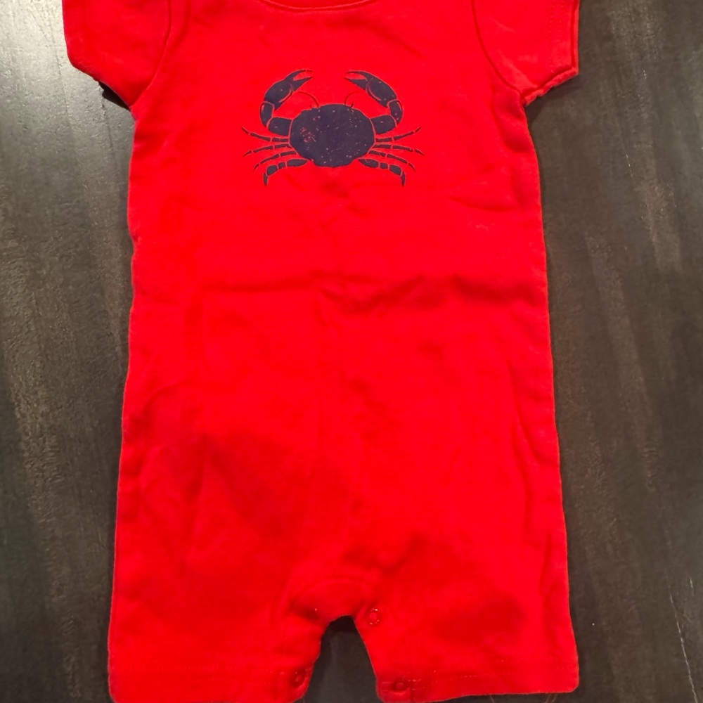 Hudson Baby Red Crab Print Baby Romper